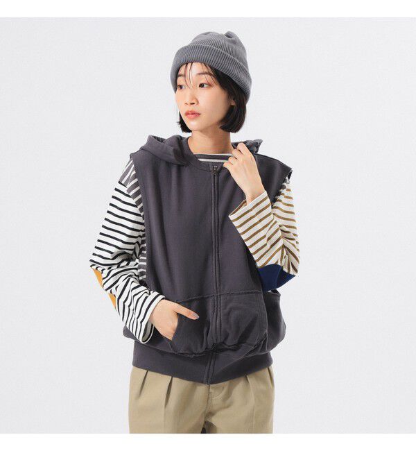 BEAMSBOY「スウェット フルジップ パーカー ノースリーブ」|ベスト・ジレ|CHARCOAL.G