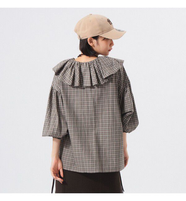 BEAMSBOY「チェック フリルカラー シャツ」|シャツ・ブラウス|