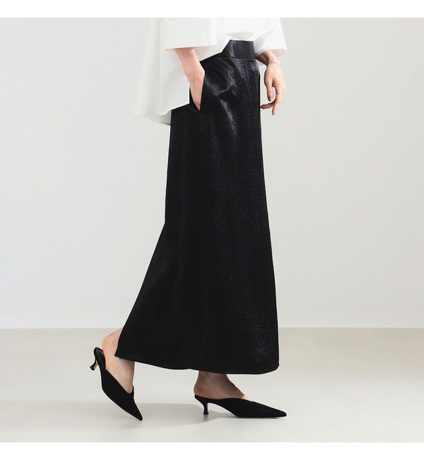 Demi-Luxe BEAMS 「アセテート サテン イージースカート」|スカート|BLACK