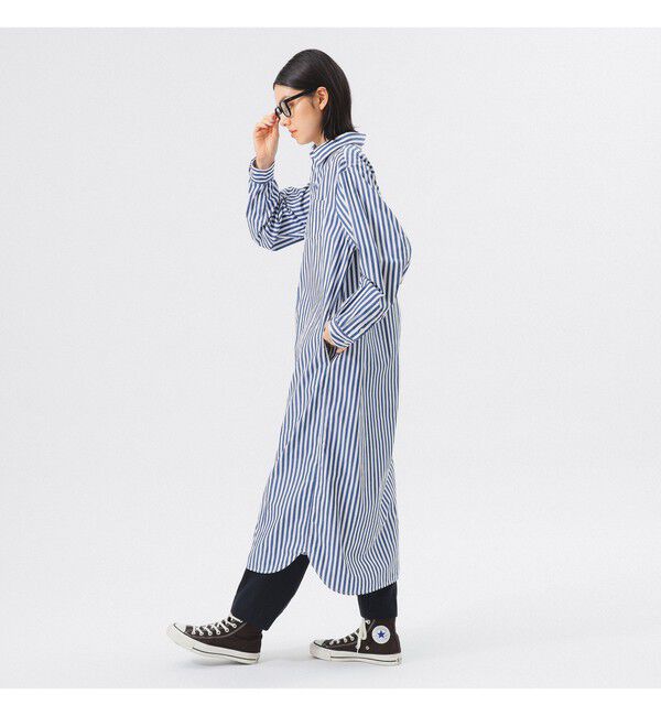 BEAMSBOY「ストライプ BD ワンピース ロングスリーブ」|ワンピース|
