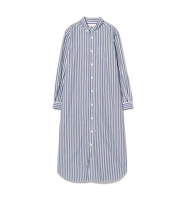 BEAMSBOY「ストライプ BD ワンピース ロングスリーブ」|ワンピース|