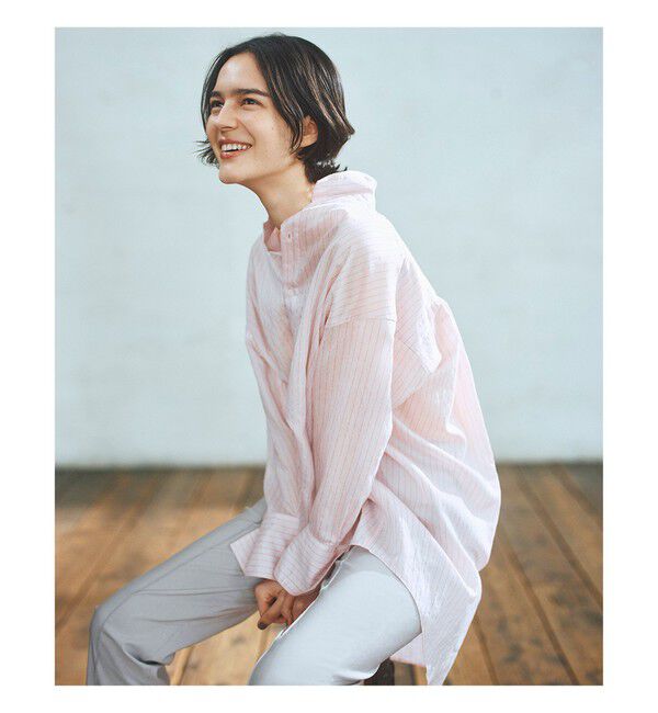 Demi-Luxe BEAMS 「AK+1 / シアー ストライプ シャツ」|シャツ・ブラウス|PINK