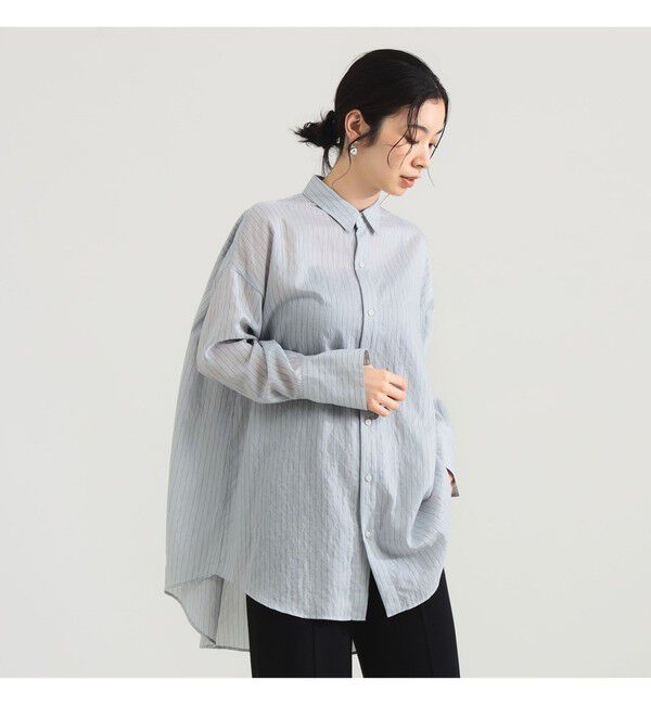 Demi-Luxe BEAMS 「AK+1 / シアー ストライプ シャツ」|シャツ・ブラウス|