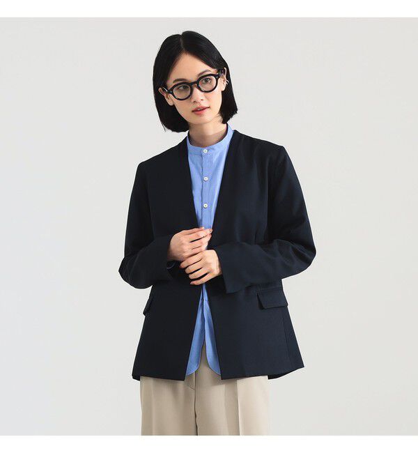 Demi-Luxe BEAMS 「ポリエステル ウール ラペルレス ジャケット」|ダッフルコート|