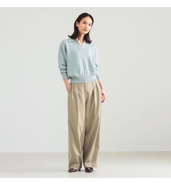 Demi-Luxe BEAMS 「【別注】BATONER / リネン スキッパーネック ニット」|ニット・セーター|
