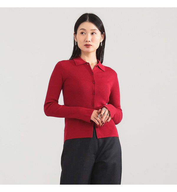 Demi-Luxe BEAMS 「ポリエステル ウール ポロ カーディガン」|ニット・セーター|