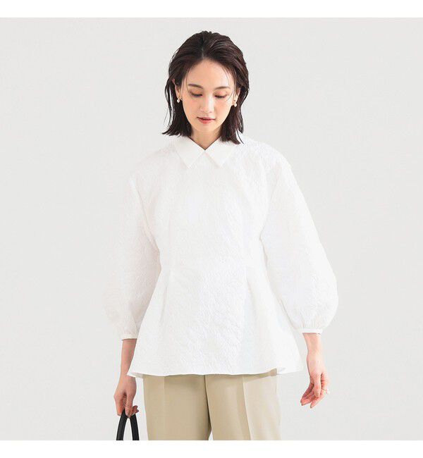 Demi-Luxe BEAMS 「フクレ織り アタッチドカラー ブラウス＊」|シャツ・ブラウス|WHITE