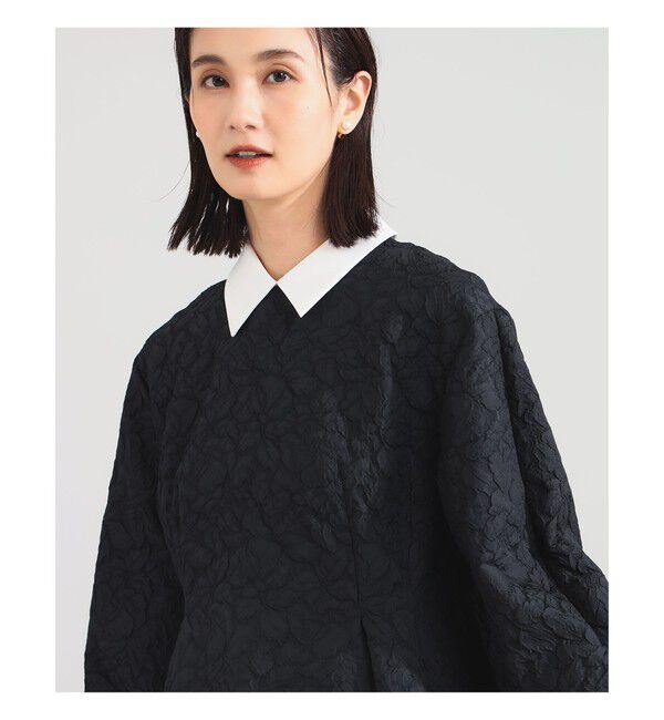 Demi-Luxe BEAMS 「フクレ織り アタッチドカラー ブラウス＊」|シャツ・ブラウス|BLACK