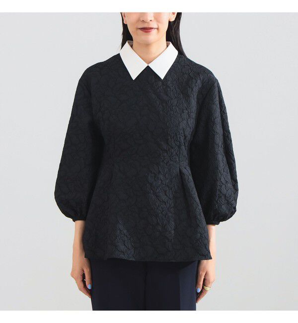 Demi-Luxe BEAMS 「フクレ織り アタッチドカラー ブラウス＊」|シャツ・ブラウス|