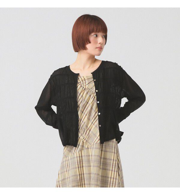 Ray BEAMS 「シアーシャーリング クルーネック カーディガン」|ニット・セーター|BLACK