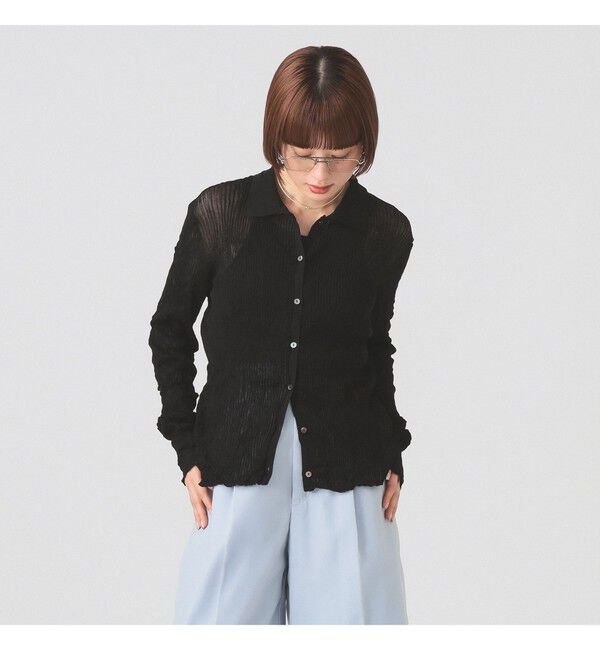 Ray BEAMS 「シアー リブ ニット ポロ カーディガン」|ニット・セーター|