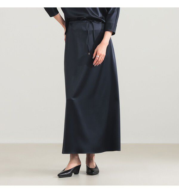 Demi-Luxe BEAMS 「トリアセ ポリエステル フラットサテン スカート」|スカート|NAVY