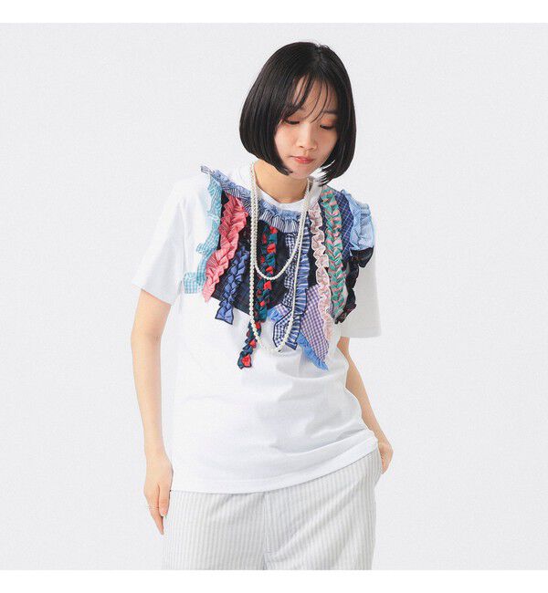 BEAMSBOY「【別注】TORI-TO / 縦フリル Ｔシャツ」|Tシャツ・カットソー|WHITE