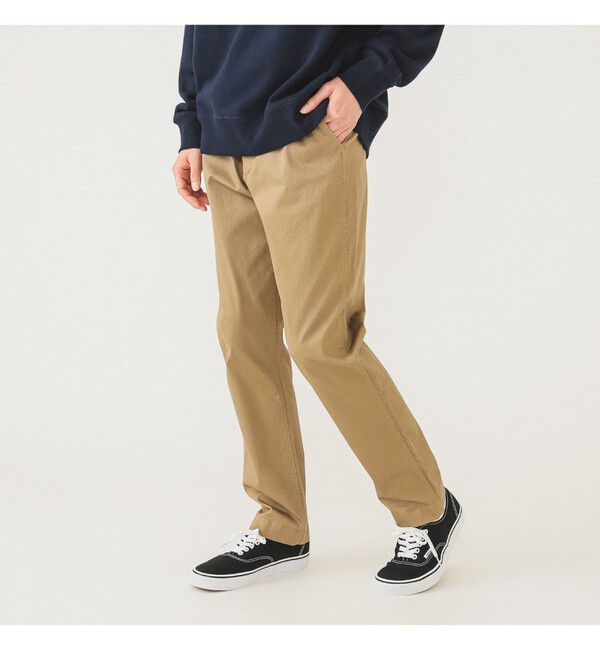 BEAMS「コットンピケ ストレッチ テーパード パンツ」|チノ|