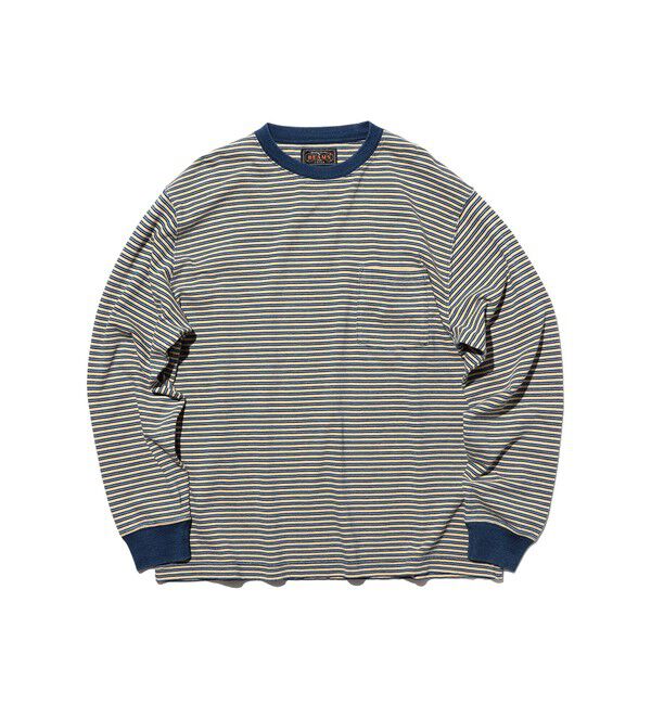 BEAMS PLUS「Pocket Tee Indigo Stripe」|Tシャツ・カットソー|