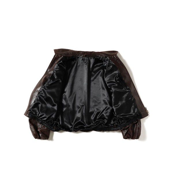 BEAMS「ワイドショートフィット ゴートレザー ジップブルゾン」|ブルゾン・スタジャン|