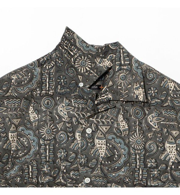 BEAMS PLUS「Open Collar Block Print」|シャツ・ブラウス|