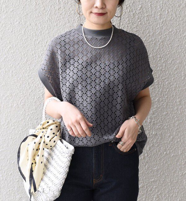 SHIPS for women「《一部追加予約》【WEB限定】〈手洗い可能〉アイレット クルーネック プルオーバー」|Tシャツ・カットソー|