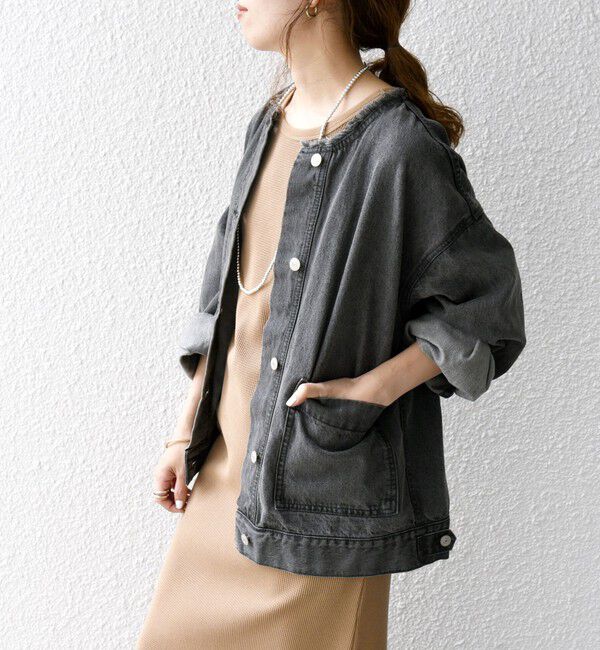 SHIPS any「《一部追加予約》SHIPS any: ノーカラー デニム ブルゾン［SHIPS any DENIM］」|デニムジャケット|