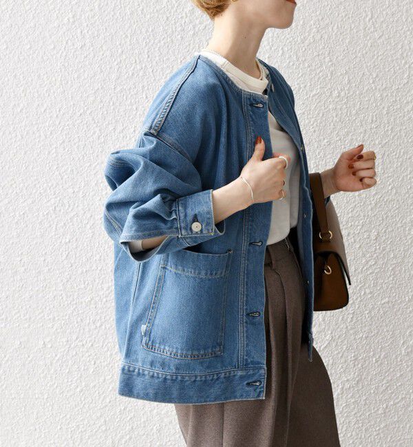 SHIPS any「《一部追加予約》SHIPS any: ノーカラー デニム ブルゾン［SHIPS any DENIM］」|デニムジャケット|