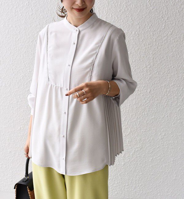 SHIPS for women「【WEB限定】〈手洗い可能〉ストレッチ ジョーゼット プリーツ ブラウス」|シャツ・ブラウス|