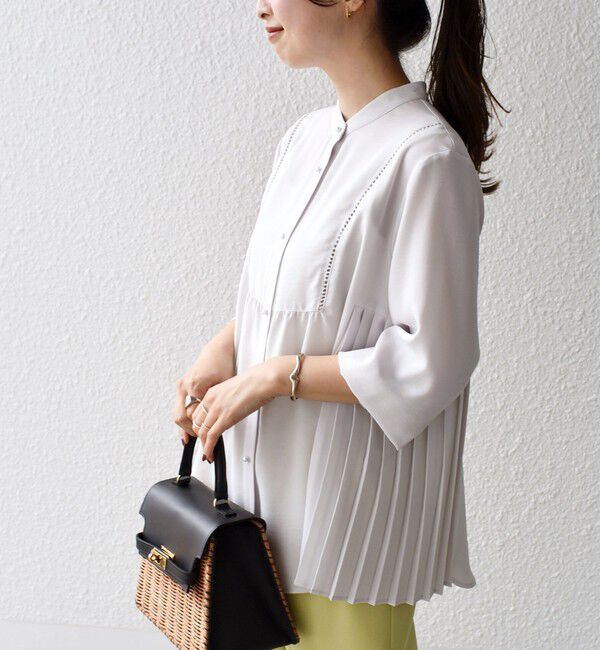 SHIPS for women「【WEB限定】〈手洗い可能〉ストレッチ ジョーゼット プリーツ ブラウス」|シャツ・ブラウス|