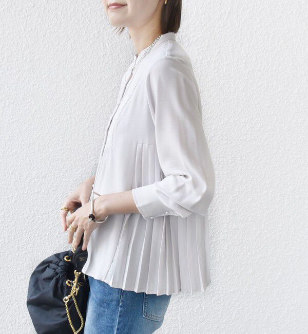 SHIPS for women「【WEB限定】〈手洗い可能〉ストレッチ ジョーゼット プリーツ ブラウス」|シャツ・ブラウス|
