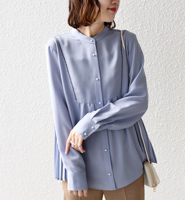 SHIPS for women「【WEB限定】〈手洗い可能〉ストレッチ ジョーゼット プリーツ ブラウス」|シャツ・ブラウス|