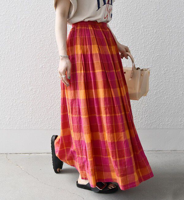 SHIPS any「SHIPS any:〈洗濯機可能〉カラー チェック ギャザー フレア スカート」|スカート|