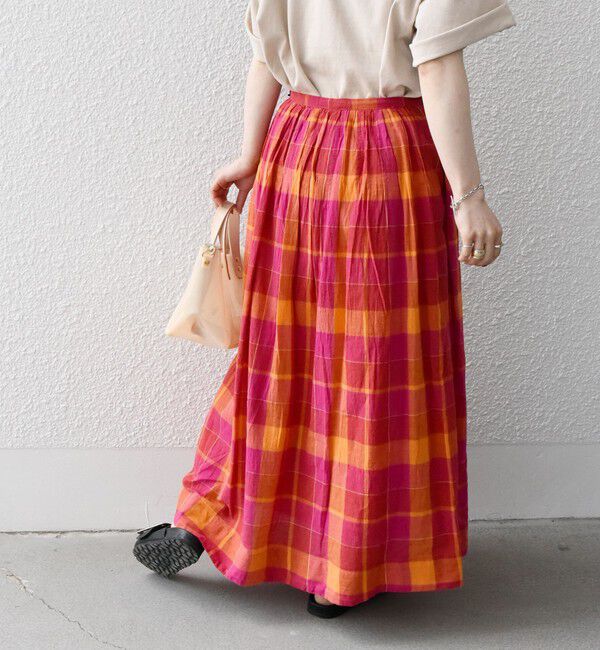 SHIPS any「SHIPS any:〈洗濯機可能〉カラー チェック ギャザー フレア スカート」|スカート|