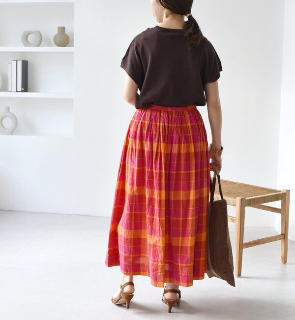 SHIPS any「SHIPS any:〈洗濯機可能〉カラー チェック ギャザー フレア スカート」|スカート|