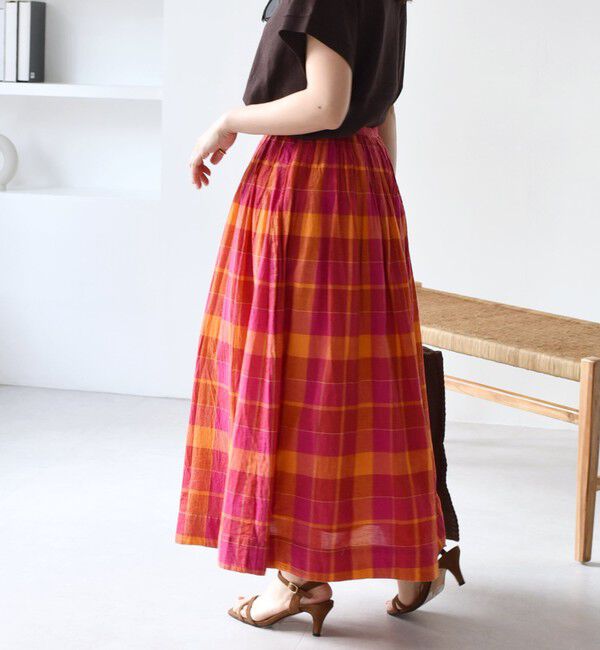 SHIPS any「SHIPS any:〈洗濯機可能〉カラー チェック ギャザー フレア スカート」|スカート|