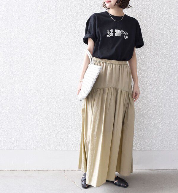 SHIPS for women「【WEB限定】 SHIPS ラウンド プリント ロゴ TEE」|Tシャツ・カットソー|