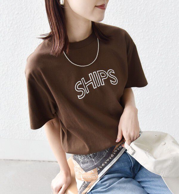 SHIPS for women「【WEB限定】 SHIPS ラウンド プリント ロゴ TEE」|Tシャツ・カットソー|