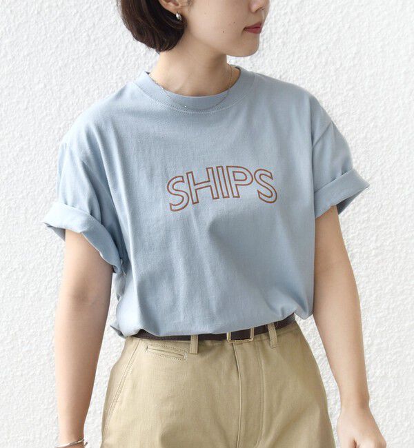 SHIPS for women「【WEB限定】 SHIPS ラウンド プリント ロゴ TEE」|Tシャツ・カットソー|