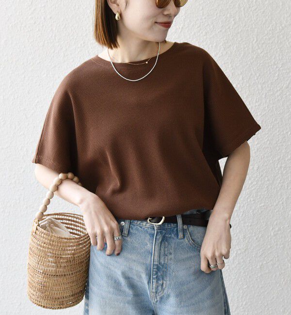 SHIPS any「【WEB限定】SHIPS any:〈洗濯機可能〉ワッフル ワイド TEE」|Tシャツ・カットソー|ブラウン