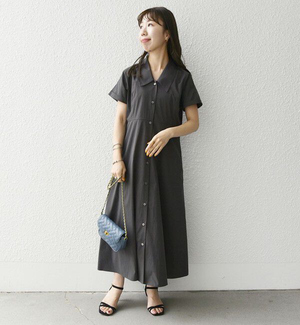 SHIPS any「SHIPS any:〈洗濯機可能〉フラットカラー Vネック フレア ワンピース」|ワンピース|