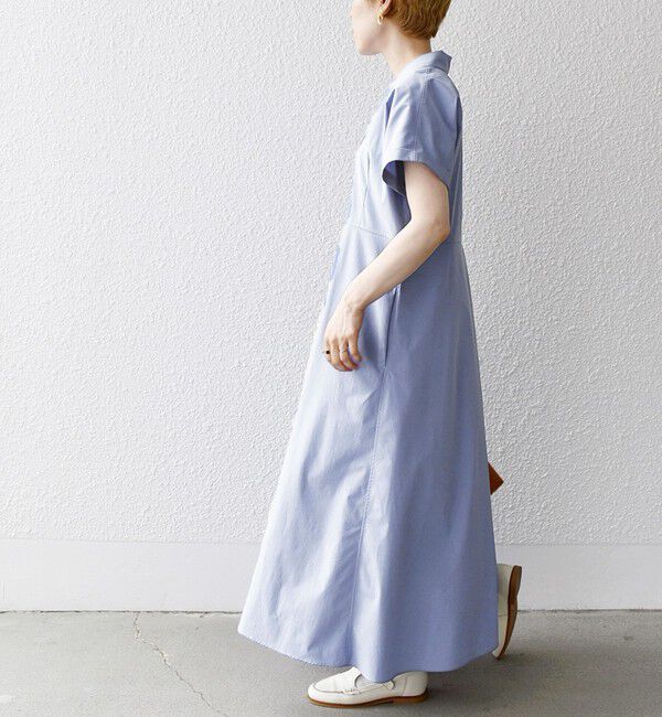 SHIPS any「SHIPS any:〈洗濯機可能〉フラットカラー Vネック フレア ワンピース」|ワンピース|