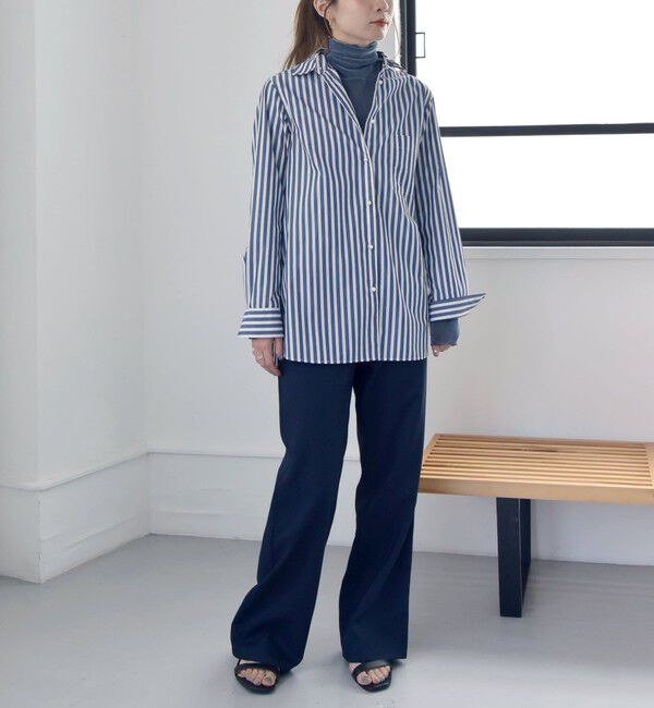 quaranciel「quaranciel:〈洗濯機可能〉REPREVE パールモチーフ ハンサム シャツ」|シャツ・ブラウス|