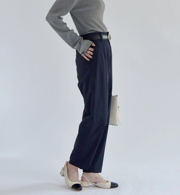 quaranciel「quaranciel:〈洗濯機可能〉ハンサム テーパード センタープレス パンツ（セットアップ対応）」|スラックス|ネイビー