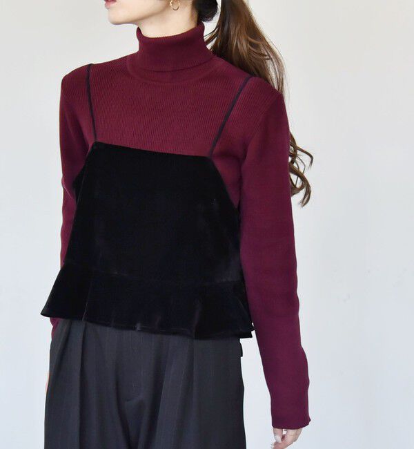 quaranciel「quaranciel:〈手洗い可能〉コットン タートルネック リブ ニット」|ニット・セーター|