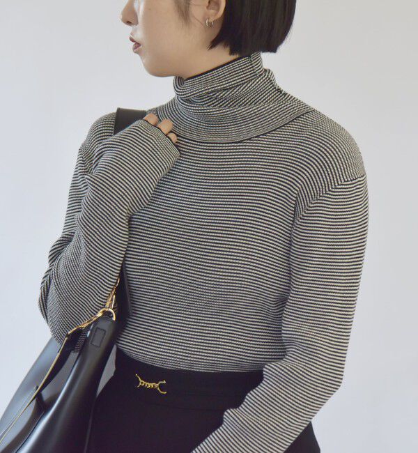 quaranciel「quaranciel:〈手洗い可能〉コットン タートルネック リブ ニット」|ニット・セーター|