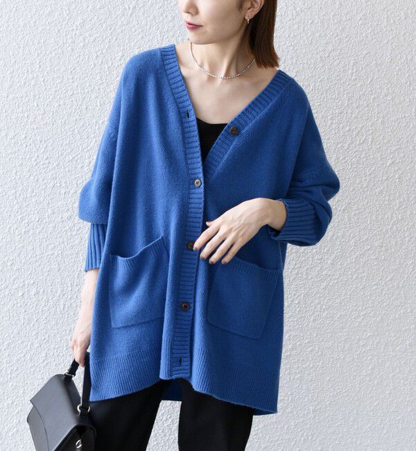 SHIPS any「SHIPS any: AQUA カシミヤ ミックス Vネック ニット カーディガン」|カーディガン|ブルー