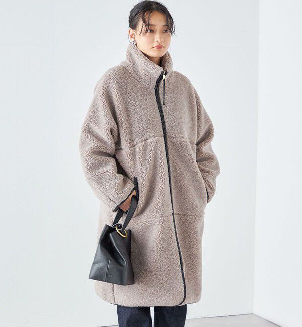 SHIPS for women「* 〈手洗い可能〉パイピング ドルマン ボア コート ◇」|その他|