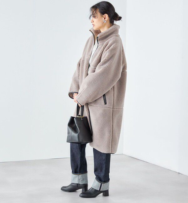 SHIPS for women「* 〈手洗い可能〉パイピング ドルマン ボア コート ◇」|その他|