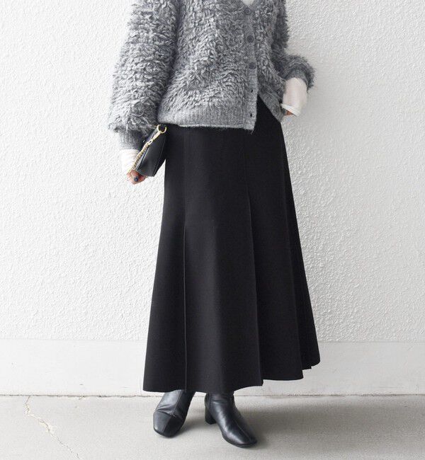 SHIPS any「SHIPS any: エア ニードル タック ミディ スカート」|スカート|ブラック