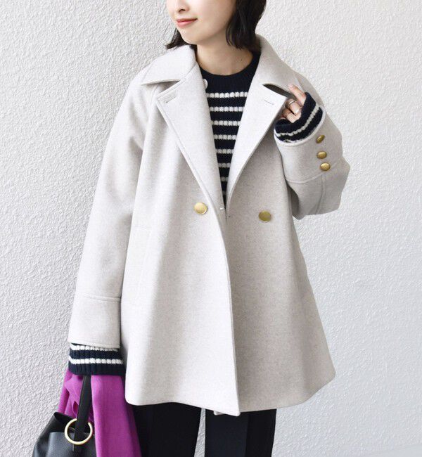 SHIPS for women「【WEB限定】〈手洗い可能〉ウール ライク ジャージー メルトン 2WAY Pコート」|ピーコート|