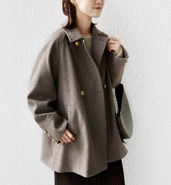 SHIPS for women「【WEB限定】〈手洗い可能〉ウール ライク ジャージー メルトン 2WAY Pコート」|ピーコート|