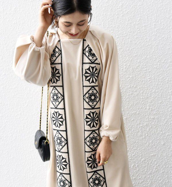 SHIPS any「bon_meur:〈洗濯機可能〉ベロア カットワーク ワンピース」|ワンピース|ベージュ