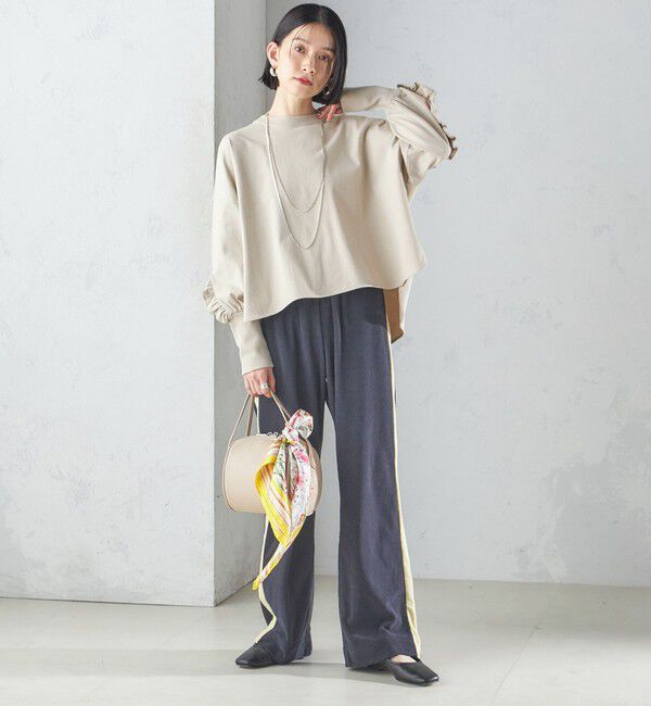 SHIPS for women「〈洗濯機可能〉ロング リブ スリーブ フリル カットソー」|Tシャツ・カットソー|